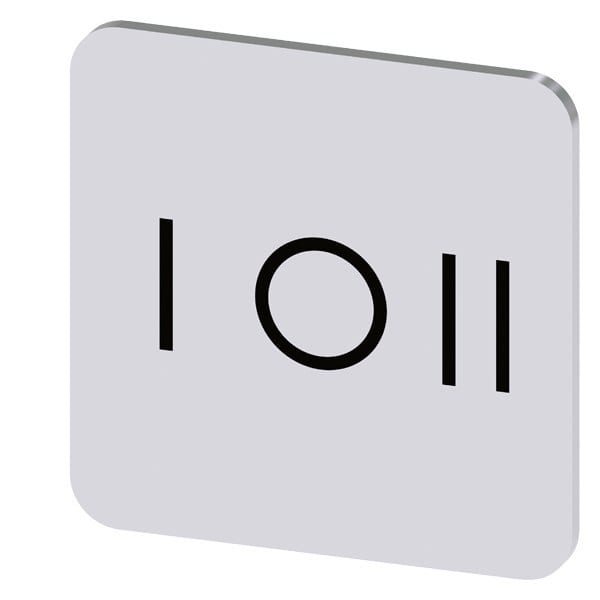 SIEMENS - Bezeichnungsschild 22x22mm, Schild silber, Symbol: I* O II
