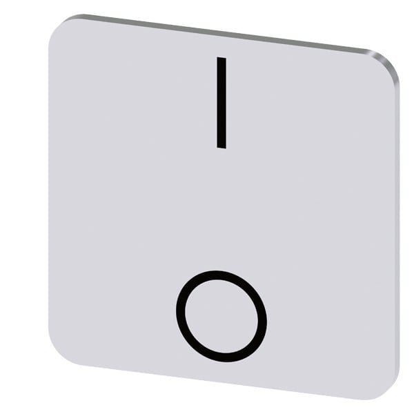 SIEMENS - Bezeichnungsschild 22x22mm, Schild silber, Symbol: I* O (untereinander)