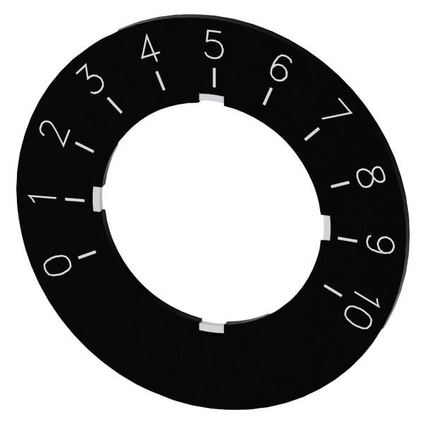 SIEMENS - Bezeichnungsschild für Potentiometer, Schild schwarz, Schrift weiß, 0-10
