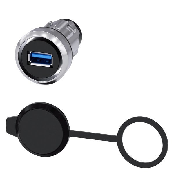 SIEMENS - USB-Anschluss, 22 mm, Metall hochglanz, silber