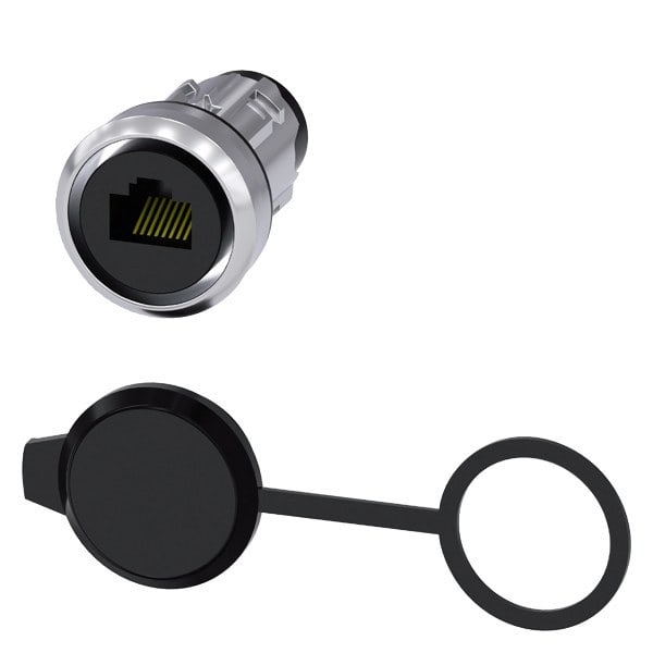 SIEMENS - RJ45-Anschluss, 22 mm, Metall hochglanz, silber