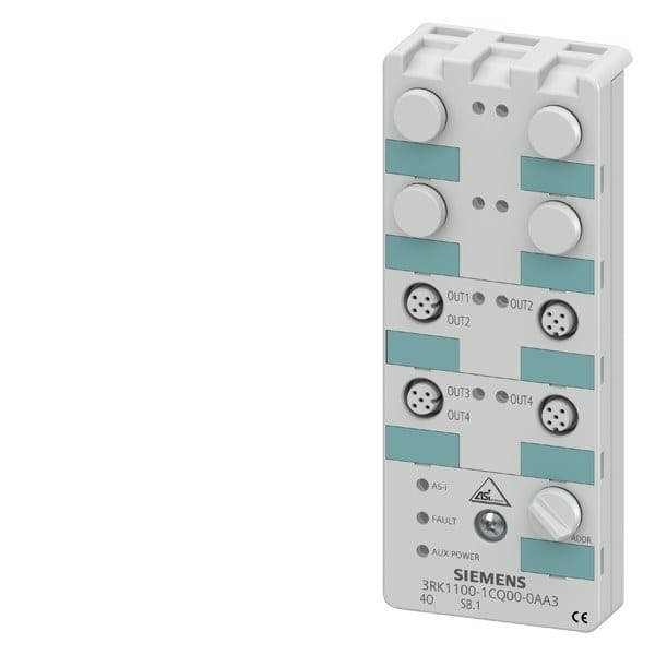 SIEMENS - AS-I Kompaktmodul IP67 Digital, 4A, 4x1 Ausg., elektr., DC24V 4xM12-Std.-Buchse