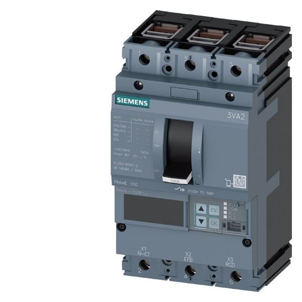 SIEMENS - Leistungsschalter, IEC, Frame 100, 100 A, 3-polig, 55 kA, ETU8, LSIG, Klemmen...