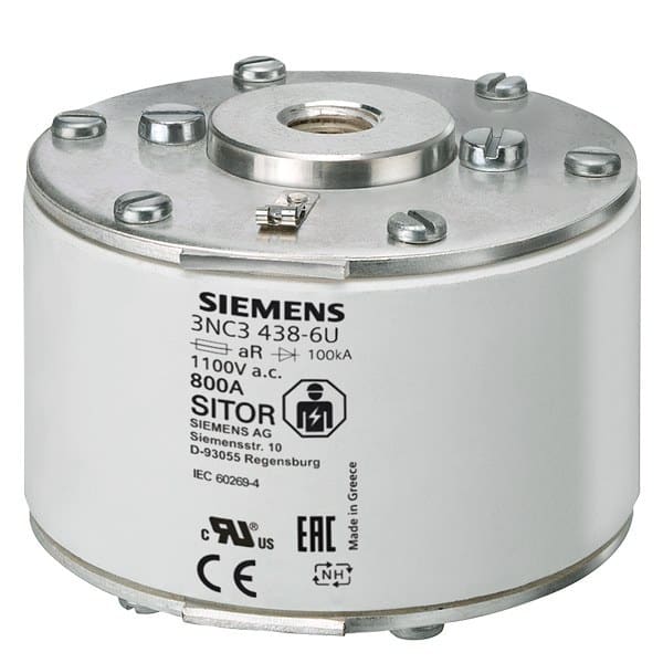 SIEMENS - SITOR-Sicherungseinsatz, mit beidseitigem Innengewinde, NH3, In: 1000 A, aR