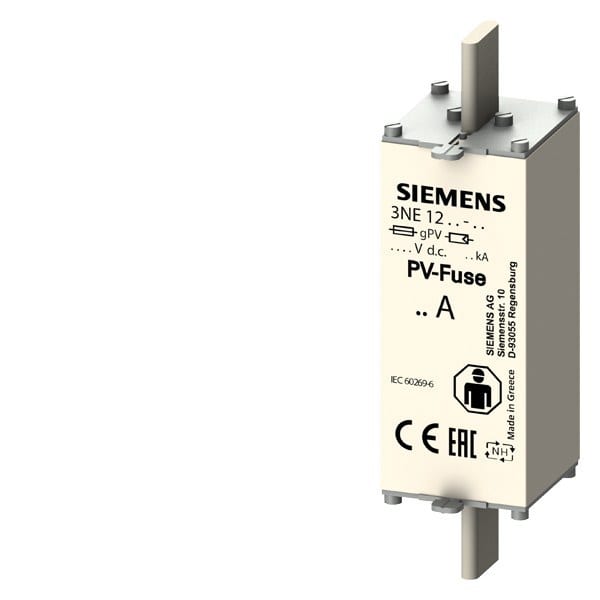 SIEMENS - PV-Sicherungseinsatz, mit Messerkontakten, NH1XL, In: 63 A, gPV, Un DC: 1500 V