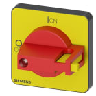 SIEMENS - Knebel, rot/gelb, 48x48 mm, Frontbefestigung, Zentrallochbefestigung 22,5 mm