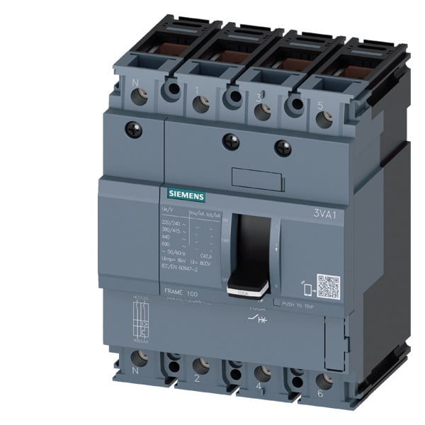 SIEMENS - Leistungsschalter, IEC, Frame 100, 63 A, 4-polig, 16 kA, TM, FTFM, Klemmenans...