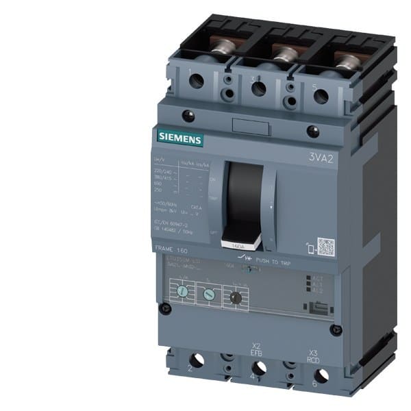 SIEMENS - Leistungsschalter, IEC, Frame 160, 63 A, 3-polig, 110 kA, ETU3, LSI, Schraube...