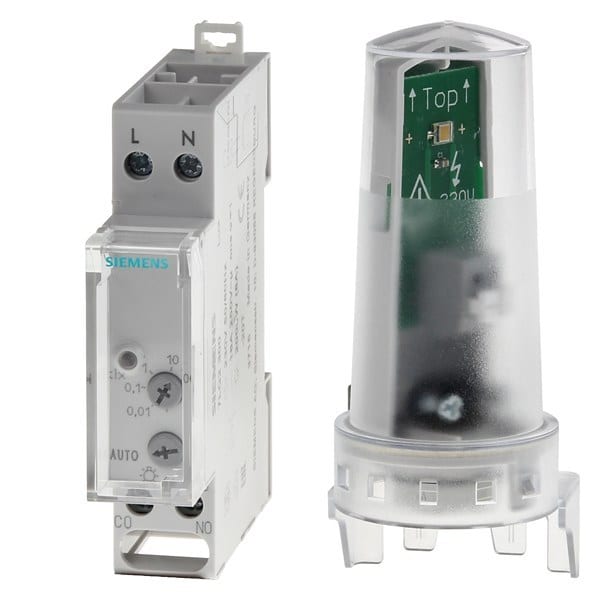 SIEMENS - Dämmerungsschalter mit Lichtsensor 230 V,50/60 HZ,1TE,100KLUX IP 30