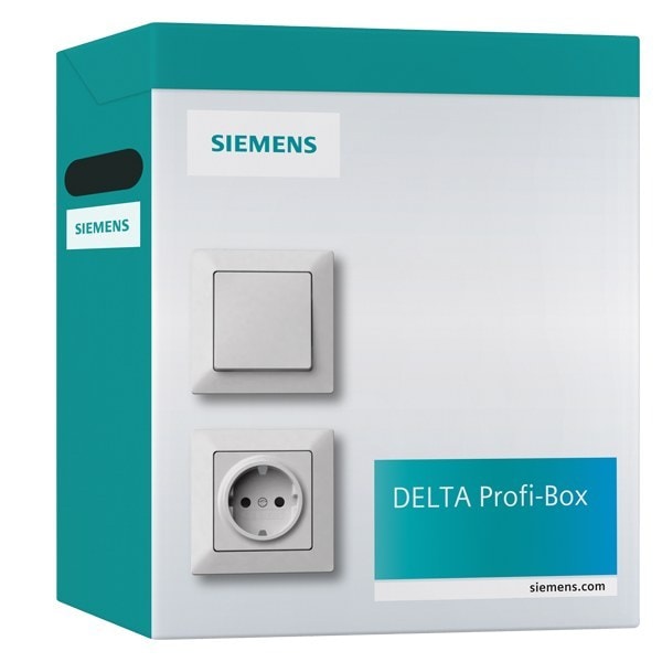 SIEMENS - DELTA PROFIBOX mit 100 Steckdoseneinsätze und 100 Näpfchen, titanweiß