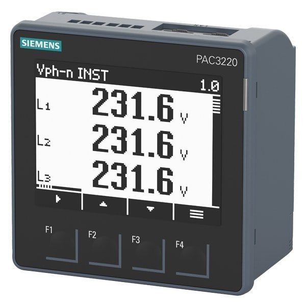 SIEMENS - SENTRON Power Monitoring PAC3220, Fronteinbau, 690/400 V, 5 A, 24-60 V DC, Mo...