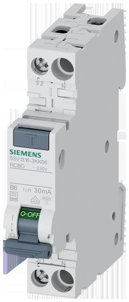SIEMENS - FI/LS kompakt 1P+N 6kA Typ F 30mA, superresistent K, B6