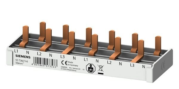SIEMENS - Stiftsammelschiene 10mm2, 4-phasig, 6x (1PH+N), 113mm