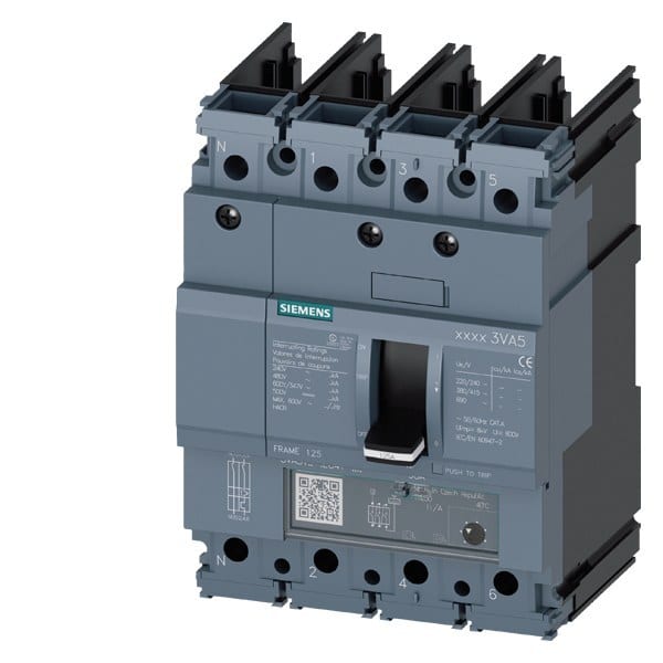 SIEMENS - Leistungsschalter, UL, Frame 125, 15 A, 4-polig, 65 kA, TM, ATAM, ohne Anschluss