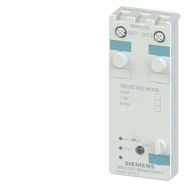 SIEMENS - AS-I Kompaktmodul, IP67 analog, 2AA, Zahlenformat S7 2xAusg. (M12), +/- 10V