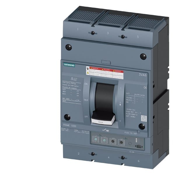 SIEMENS - Leistungsschalter, UL, Frame 800, 600 A, 3-polig, 100 kA, ETU3, LSI, beidseit...