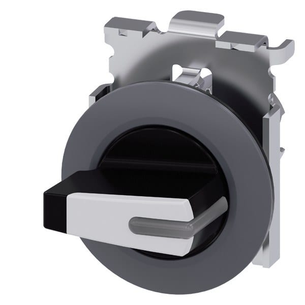 SIEMENS - Knebelschalter, beleuchtbar, 30 mm, rund, Metall, matt, weiß, Knebel kurz