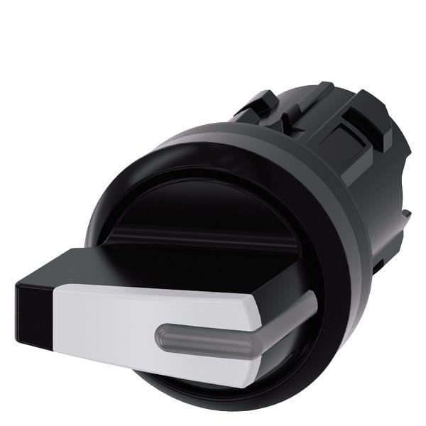 SIEMENS - Knebelschalter, kurz, beleuchtbar, 22 mm, rund, Kunststoff, weiß, I&gt-0&lt-I...