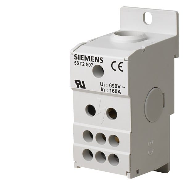 SIEMENS - Verteilerblock 1-pol., 160A, 690V Eingang: 1x 10-70mm2 Ausgang: 6x 2,5-16mm2