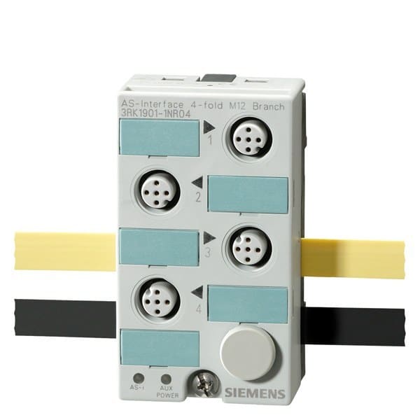 SIEMENS - AS-Interface 4-fach M12 Abzweig AS-Interface und U-AUX, 4xM12