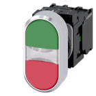 SIEMENS - Doppeldrucktaster, beleuchtet, 22 mm, rund, Metall, hochglanz, grün, rot, 1S, 1Ö