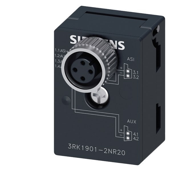 SIEMENS - AS-Interface M12 Abzweig U_ASI und Uaux, mit M12 Buchse IP67/68/69K, max. 4 A