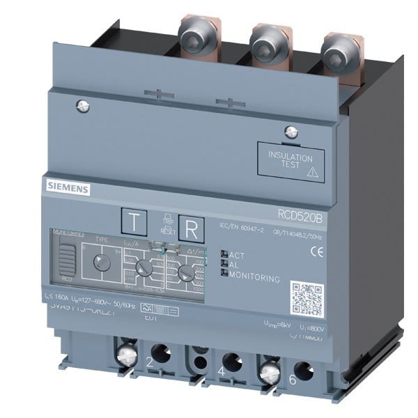 SIEMENS - Differenzstrom-Schutzgerät RCD520B Basic RCD TYP B oder B+ unten angebaut