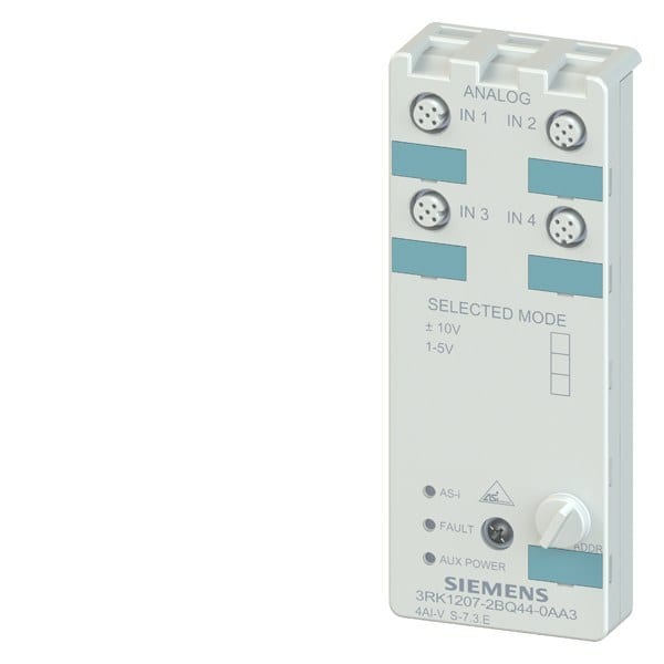 SIEMENS - AS-I Kompaktmodul, IP67 analog, 4AE 4xEing. (M12),+/-10V für 2-Draht-Sensoren