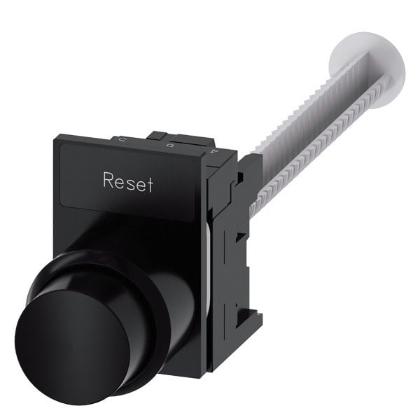 SIEMENS - Drucktaster, mit verlängertem Hub (12 mm), 22 mm, rund, Kunststoff, schwarz