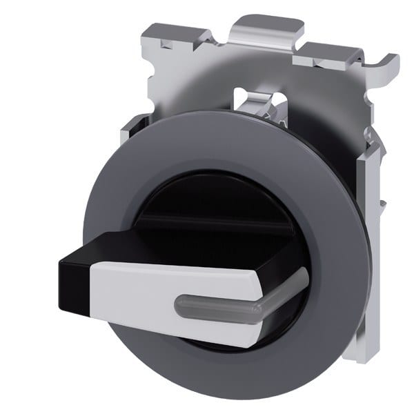 SIEMENS - Knebelschalter, beleuchtbar, 30 mm, rund, Metall, matt, weiß, Knebel kurz