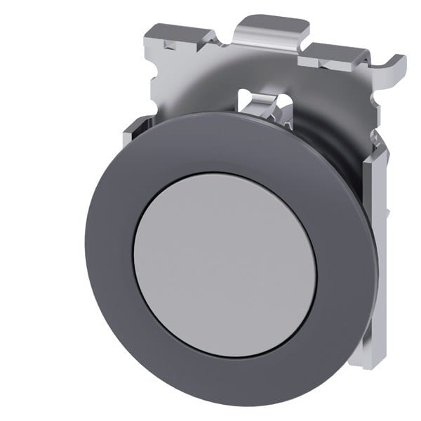 SIEMENS - Drucktaster, 30 mm, rund, Metall, matt, grau, Frontring für flachen Einbau, t...