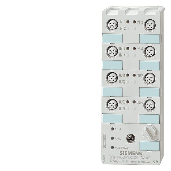 SIEMENS - AS-I Kompaktmodul K60, A/B-Slave, Digital, 4E/3A, IP67, 4x1 Eing., max. 200mA