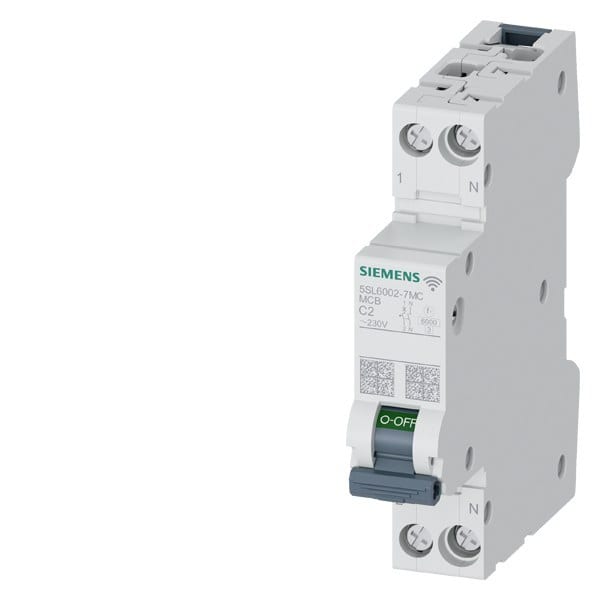SIEMENS - Leitungsschutzschalter 5SL6 COM Messfunktion, Kommunikation 230V 6kA, 1+N, C, 2A