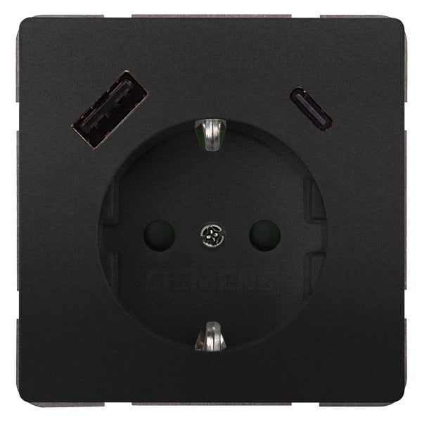 SIEMENS - DELTA style USB-SCHUKO-Steckdose 2 USB A+C Leistung: bis zu 18 W, anthrazit