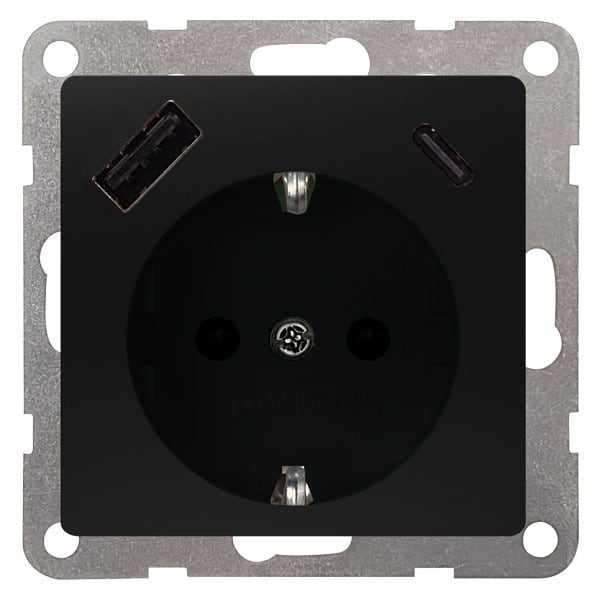 SIEMENS - DELTA i-system USB-SCHUKO-Steckdose 2 USB A+C max. 18 W, softschwarz