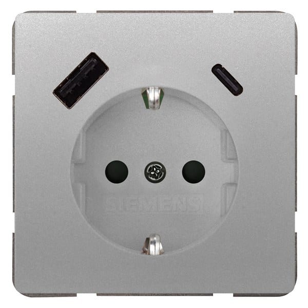 SIEMENS - DELTA style USB-SCHUKO-Steckdose 2 USB A+C Leistung: bis zu 18 W, platinmetallic