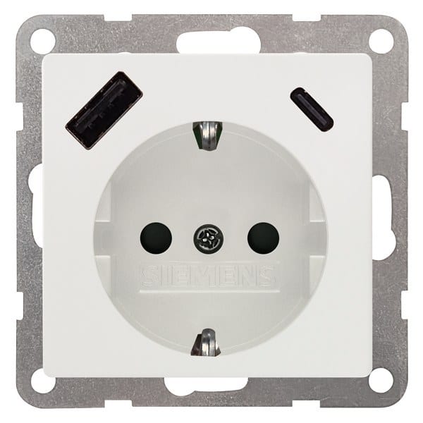 SIEMENS - DELTA i-system USB-SCHUKO-Steckdose 2 USB A+C max. 18 W, titanweiß