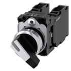 SIEMENS - Knebelschalter, 22mm, rund, Metall, hochglanz, weiß, verrastend, 1S+1S