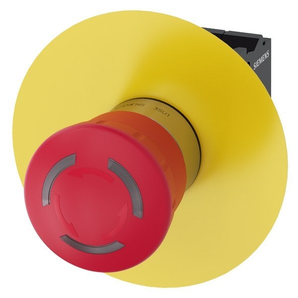 SIEMENS - Not-Halt-Pilzdrucktaster, beleuchtbar, 22 mm, rund, Metall, hochglanz, rot,1Ö 1Ö