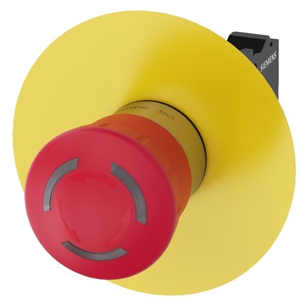 SIEMENS - Not-Halt-Pilzdrucktaster, beleuchtbar, 22 mm, rund, Metall, hochglanz, rot, 1Ö