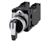 SIEMENS - Knebelschalter, 22mm, rund, Metall, hochglanz, weiß, tastend, 1S+1S