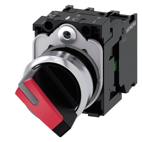 SIEMENS - Knebelschalter, beleuchtet, 22mm, rund, Metall, hochglanz, weiß, verrastend, ...