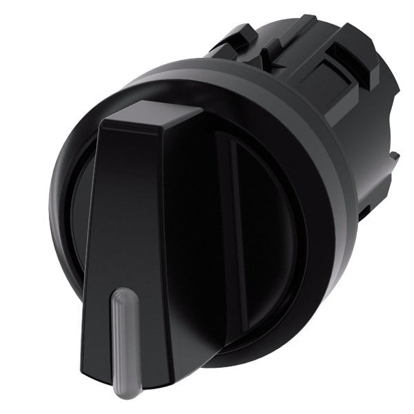 SIEMENS - Knebelschalter beleuchtbar, 22mm, rund, Kunststoff, schwarz, Knebel kurz