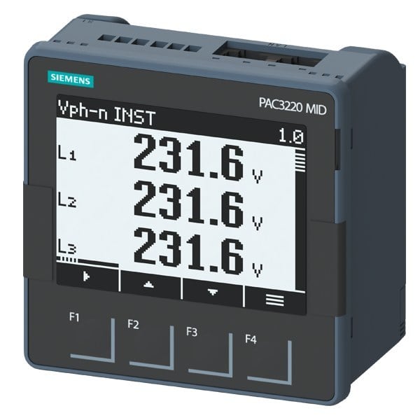 SIEMENS - SENTRON Power Monitoring PAC3220 MID, Fronteinbau, 690/400 V, 5 A, 100-250 V ...