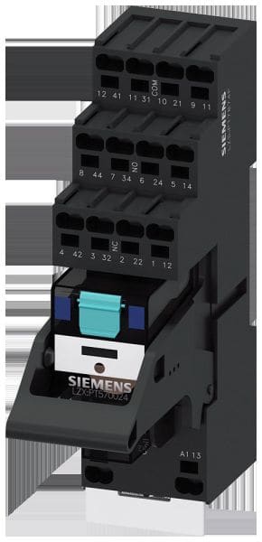 SIEMENS - Steckrelais, DC24V, 4W, LED grün, Sockel mit log. Trennung, Federzuganschluss