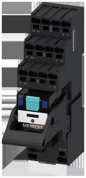 SIEMENS - Steckrelais, DC24V, 2W, LED grün, Sockel mit log. Trennung, Federzuganschluss