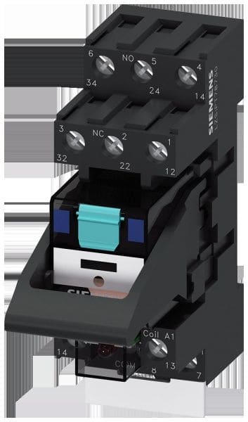 SIEMENS - Steckrelais, DC24V, 3W, LED grün, Standard-Stecksockel, Schraubanschluss