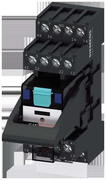 SIEMENS - Steckrelais Komplettgerät DC24V, 4 Wechsler LED-Modul rot Standard-Stecksockel