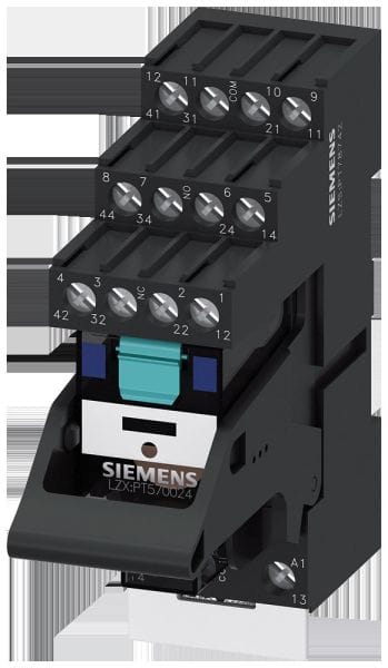 SIEMENS - Steckrelais Komplettgerät DC24V, 4 Wechsler LED-Modul rot Sockel