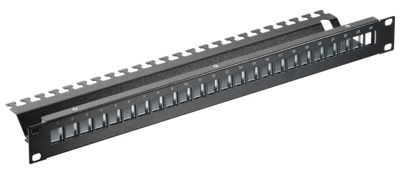 KERPEN - 19'' Patchpanel 1HE 24-Port Keystone schwarz RAL9005
